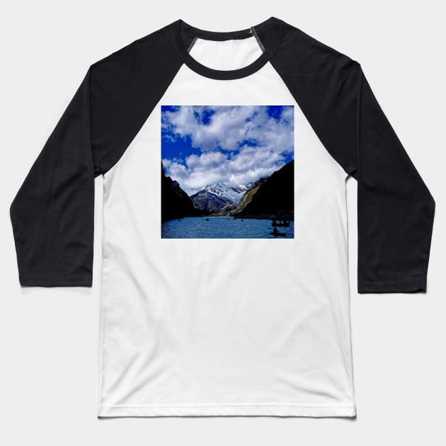 Boating in the Andes Baseball T-Shirt by stevepaint